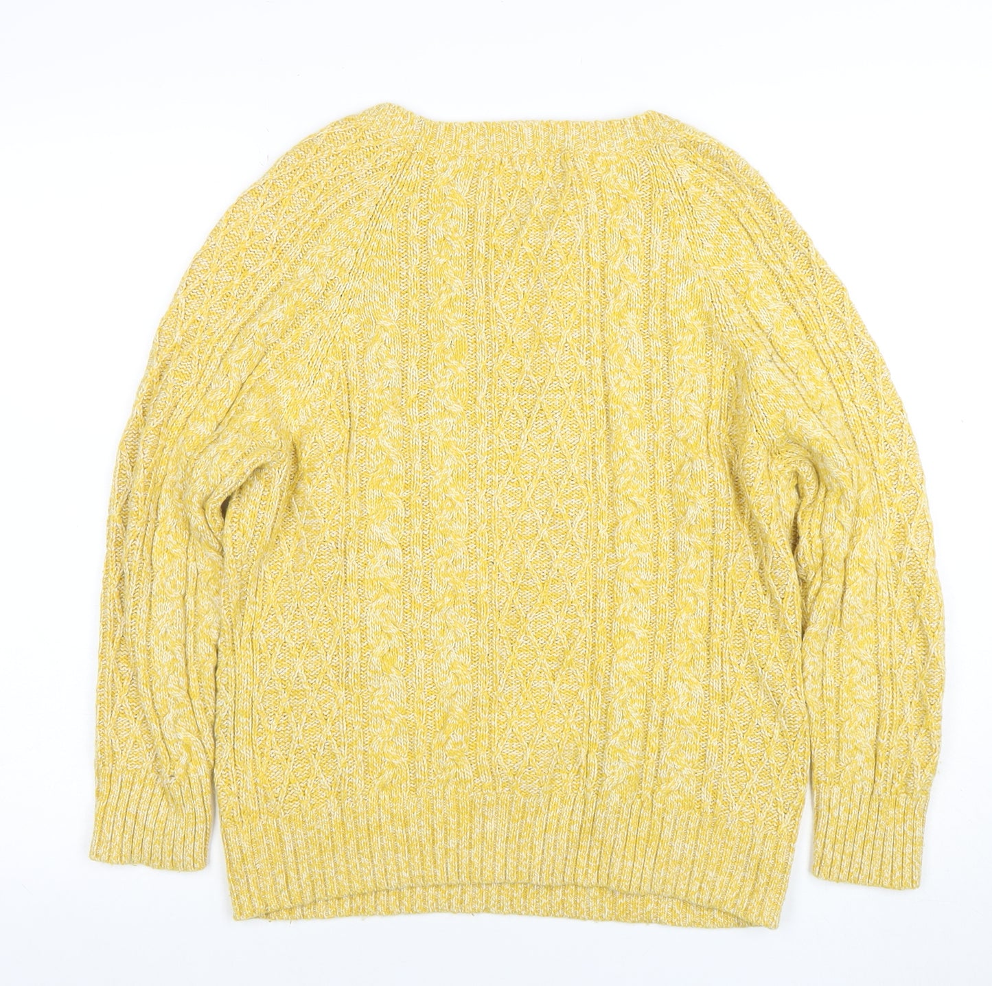 Monsoon Women’s Yellow Cable-Knit Cotton Blend Jumper Size M