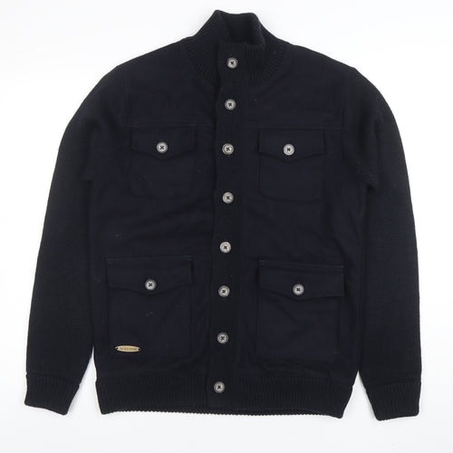 Old Boys Network Men's Black Stand-Up Collar Bomber Jacket Size S