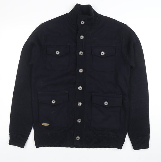 Old Boys Network Men's Black Stand-Up Collar Bomber Jacket Size S