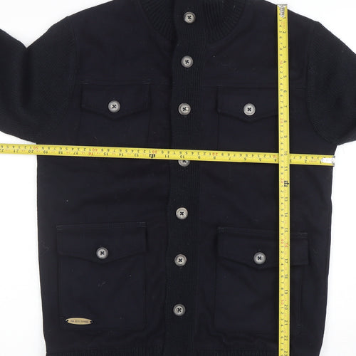 Old Boys Network Men's Black Stand-Up Collar Bomber Jacket Size S