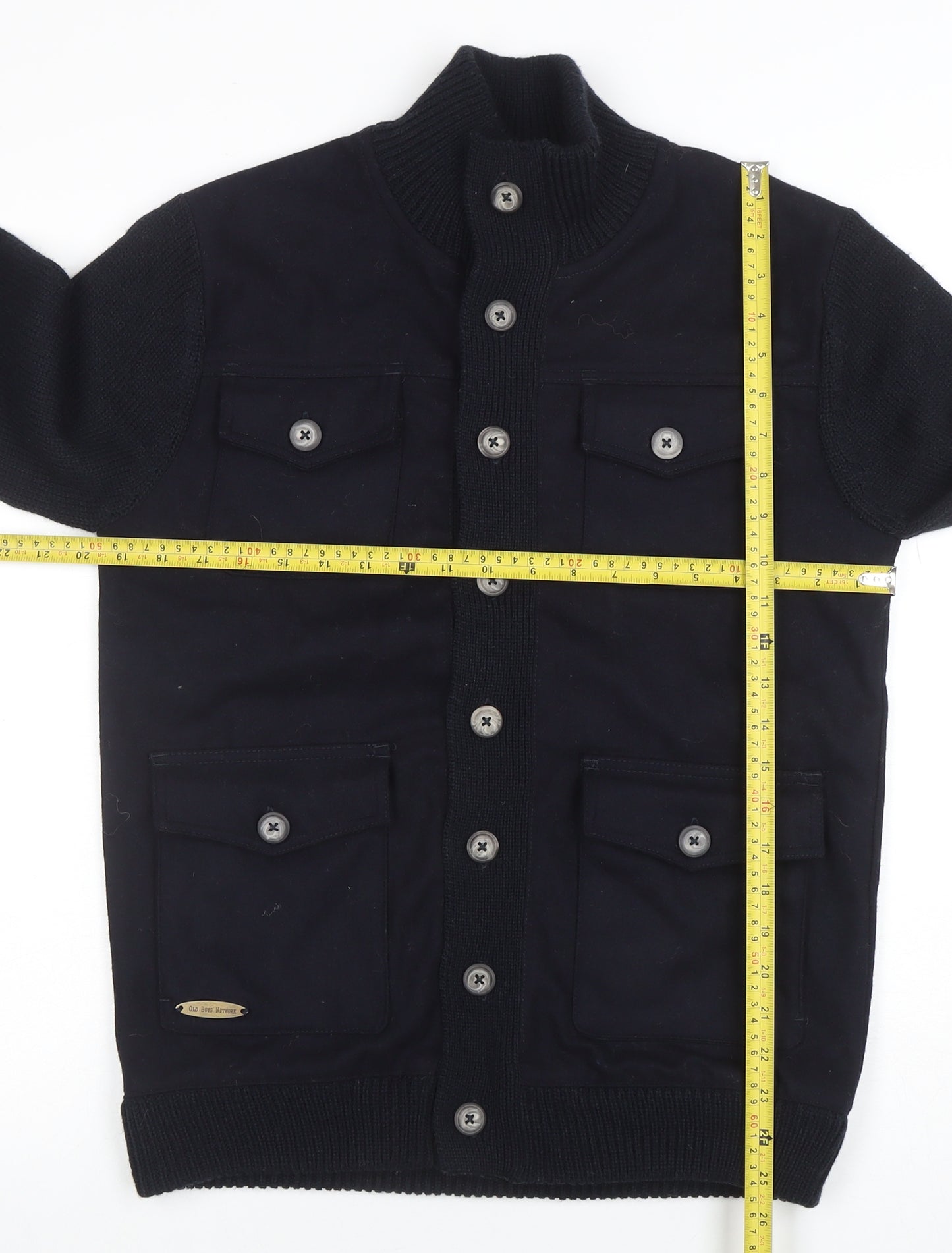 Old Boys Network Men's Black Stand-Up Collar Bomber Jacket Size S