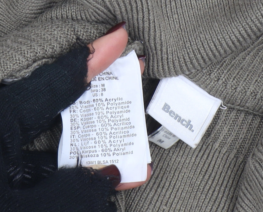 Bench Women's Green Roll Neck Knit Jumper Size M Long Sleeve