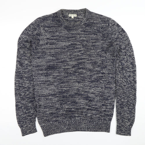Reiss Men's Blue Chunky Knit Crew Neck Jumper Size S
