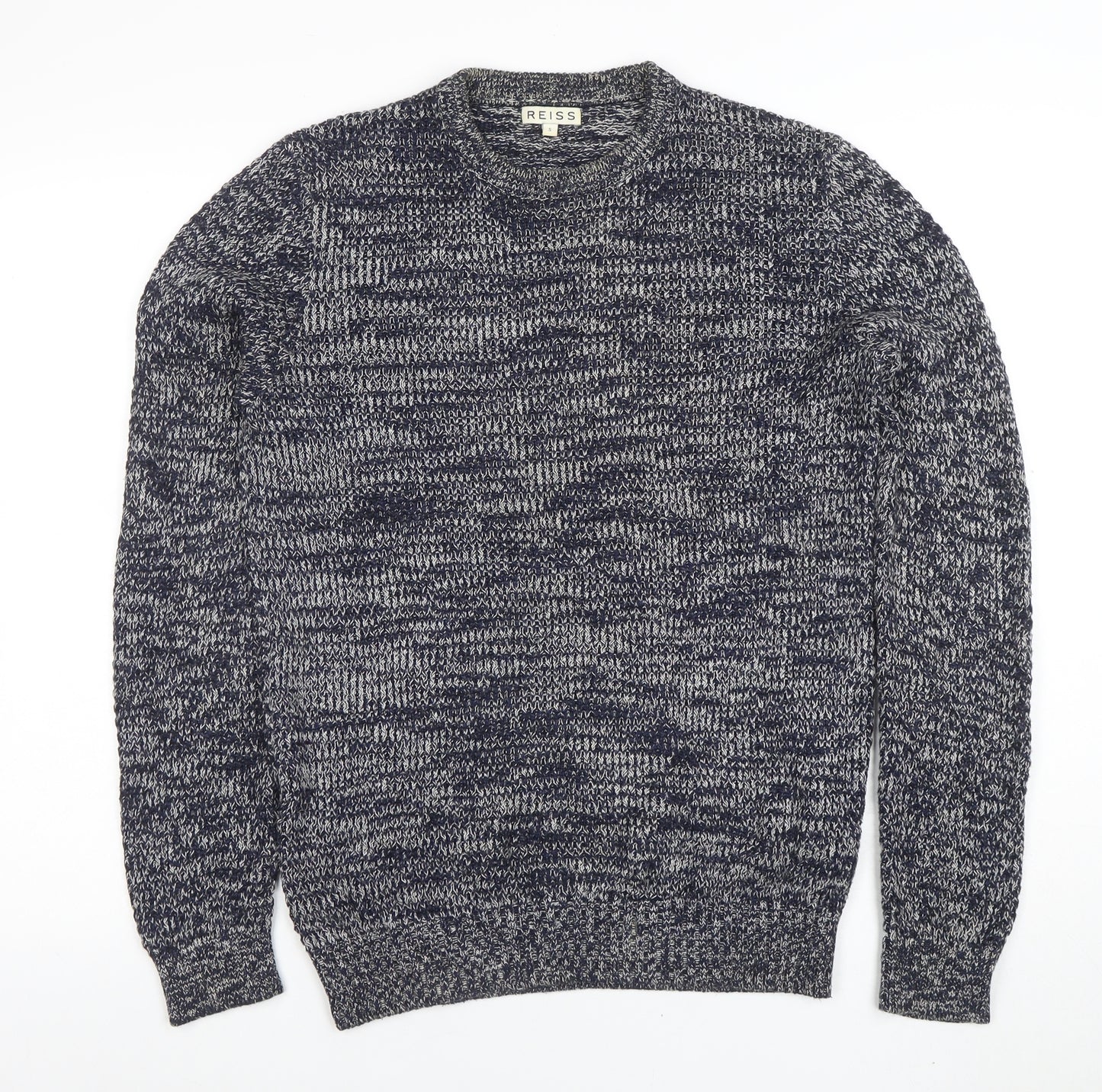Reiss Men's Blue Chunky Knit Crew Neck Jumper Size S