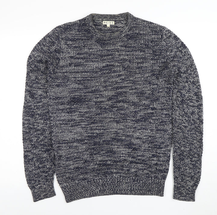 Reiss Men's Blue Chunky Knit Crew Neck Jumper Size S
