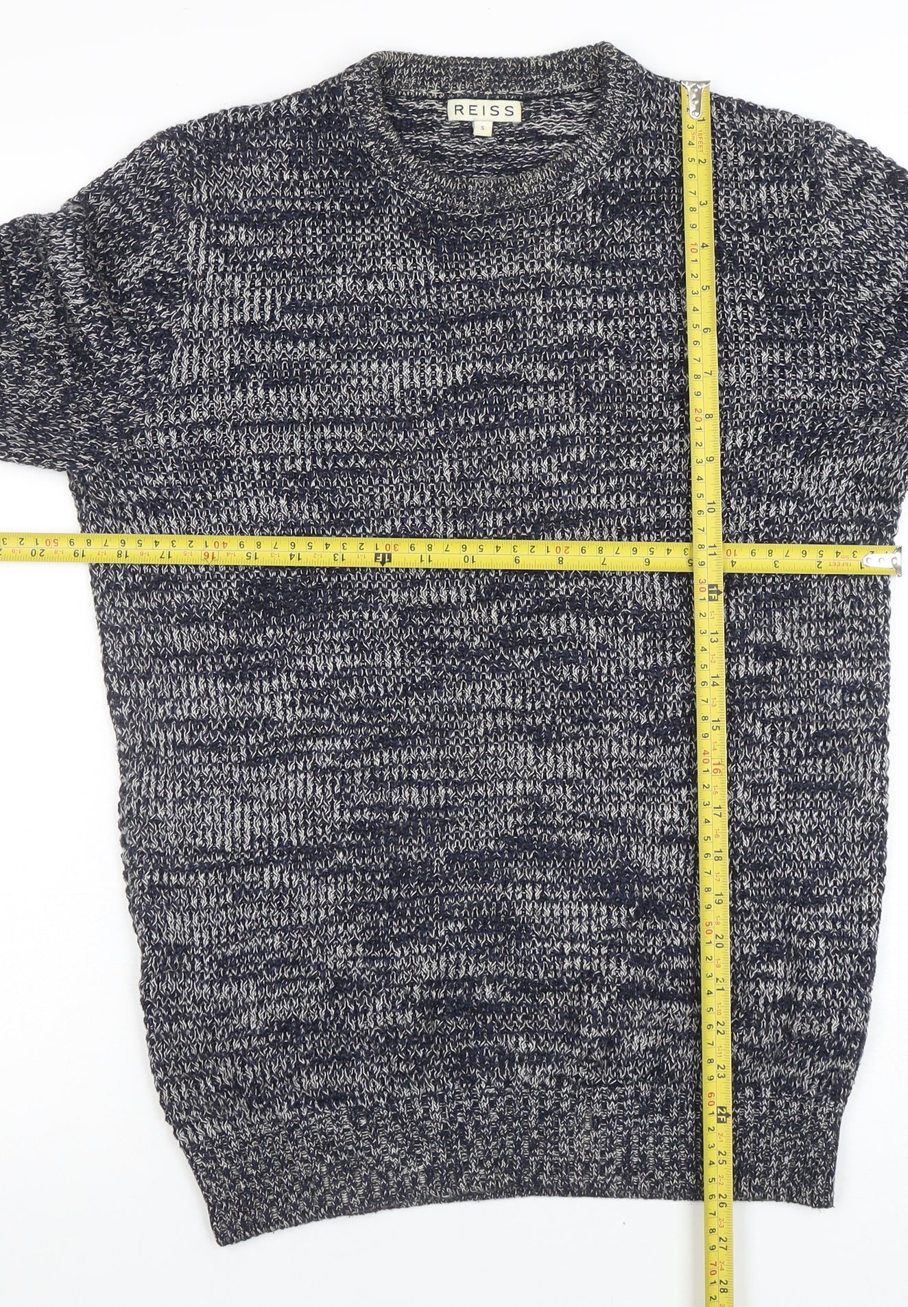 Reiss Men's Blue Chunky Knit Crew Neck Jumper Size S