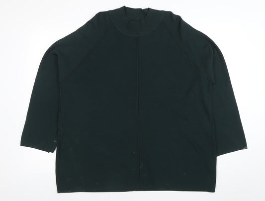 Next Women’s Green Tunic Top UK 20 Mock Neck 3/4 Sleeve Knit