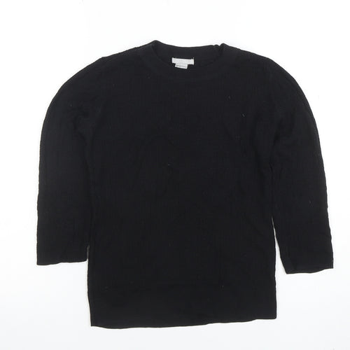 H&M Womens Black XS Long Sleeve Crew Neck Basic Knit Top