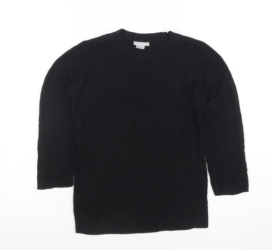 H&M Womens Black XS Long Sleeve Crew Neck Basic Knit Top