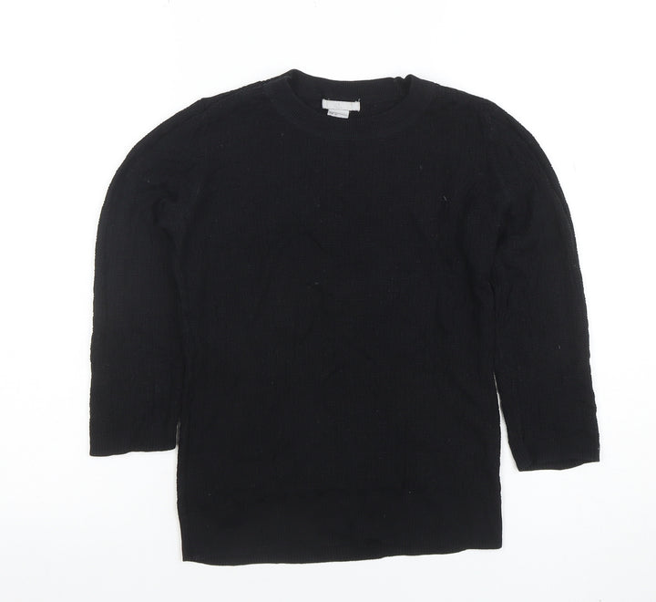 H&M Womens Black XS Long Sleeve Crew Neck Basic Knit Top