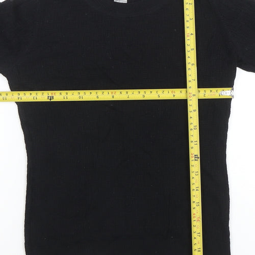 H&M Womens Black XS Long Sleeve Crew Neck Basic Knit Top