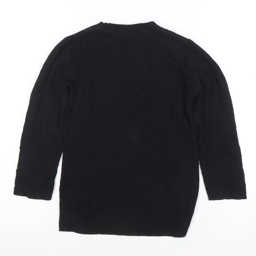 H&M Womens Black XS Long Sleeve Crew Neck Basic Knit Top