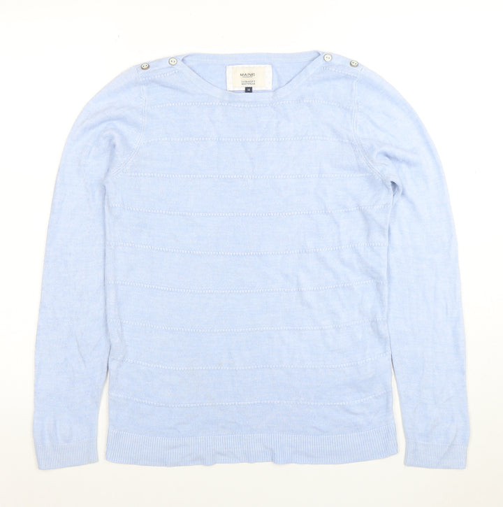 Maine New England Women's Blue Crew Neck Acrylic Jumper Size 10