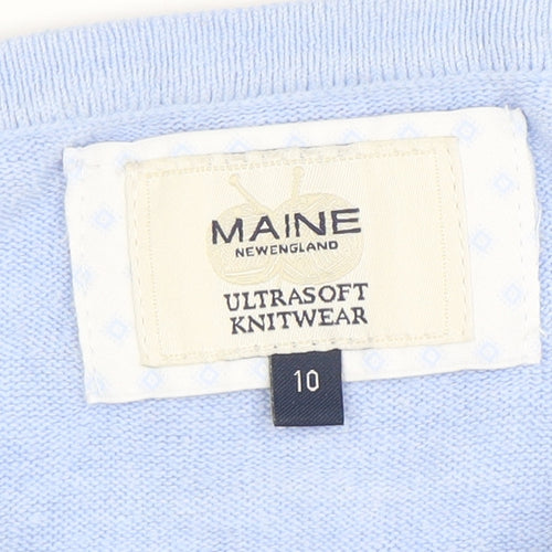 Maine New England Women's Blue Crew Neck Acrylic Jumper Size 10