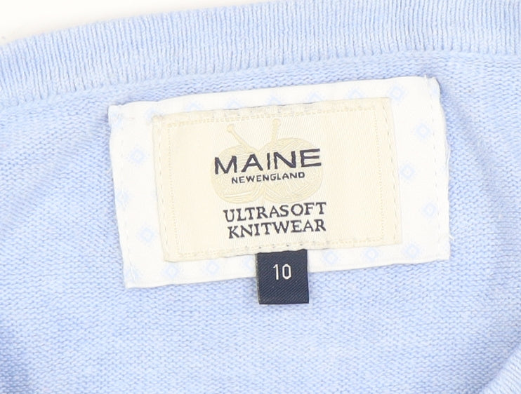 Maine New England Women's Blue Crew Neck Acrylic Jumper Size 10