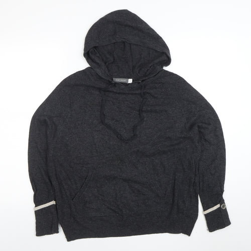 Mint Velvet Women's Grey Hooded Pullover Jumper Small Cotton Cashmere Blend