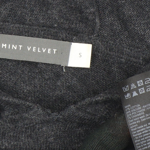 Mint Velvet Women's Grey Hooded Pullover Jumper Small Cotton Cashmere Blend