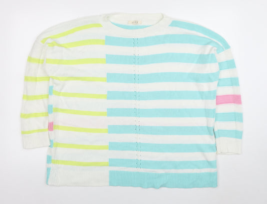 White Stuff Women's Multicoloured Stripe Cotton Jumper Size 18