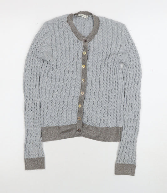 ZARA Women Grey Wool Blend Chunky-Knit Cardigan Size 12