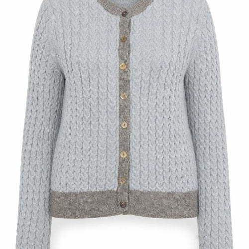 ZARA Women Grey Wool Blend Chunky-Knit Cardigan Size 12