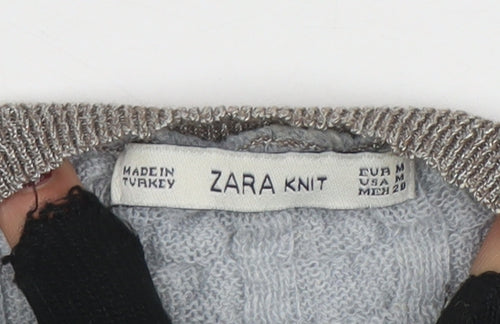 ZARA Women Grey Wool Blend Chunky-Knit Cardigan Size 12