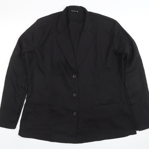 Plus Line Women's Black 3XL Classic Single-Breasted Blazer