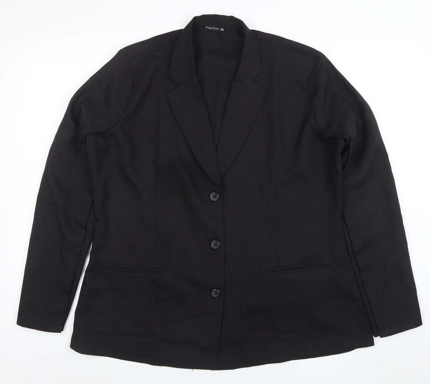 Plus Line Women's Black 3XL Classic Single-Breasted Blazer