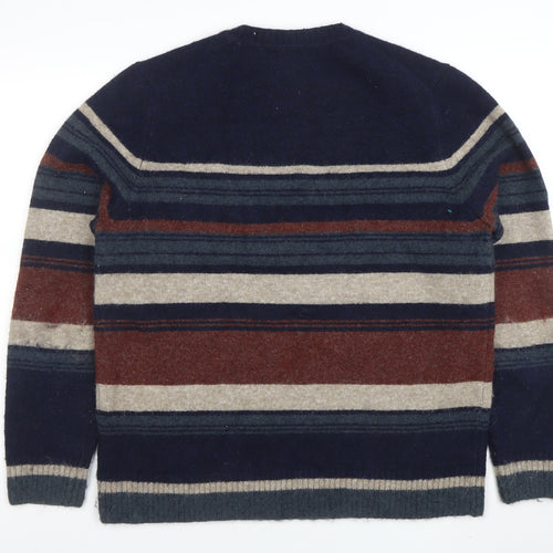 Marks and Spencer Men's Multicoloured Wool Blend Striped Jumper L