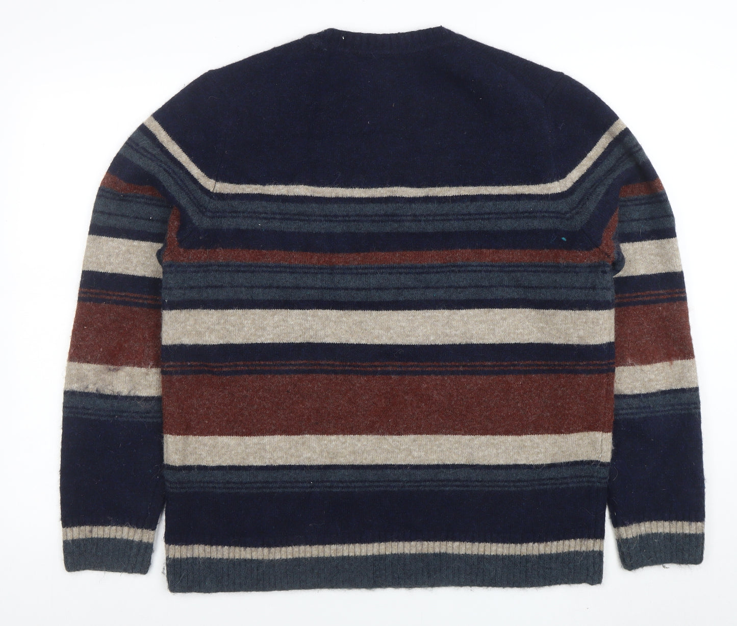 Marks and Spencer Men's Multicoloured Wool Blend Striped Jumper L