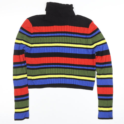 Cooperative Womens Multicoloured Striped Roll Neck Ribbed Jumper Size M