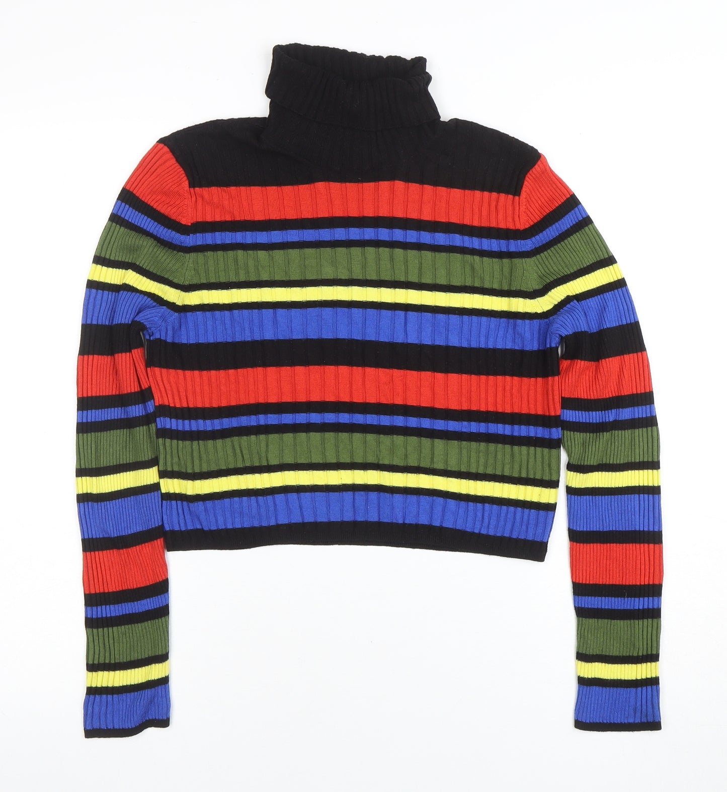 Cooperative Womens Multicoloured Striped Roll Neck Ribbed Jumper Size M