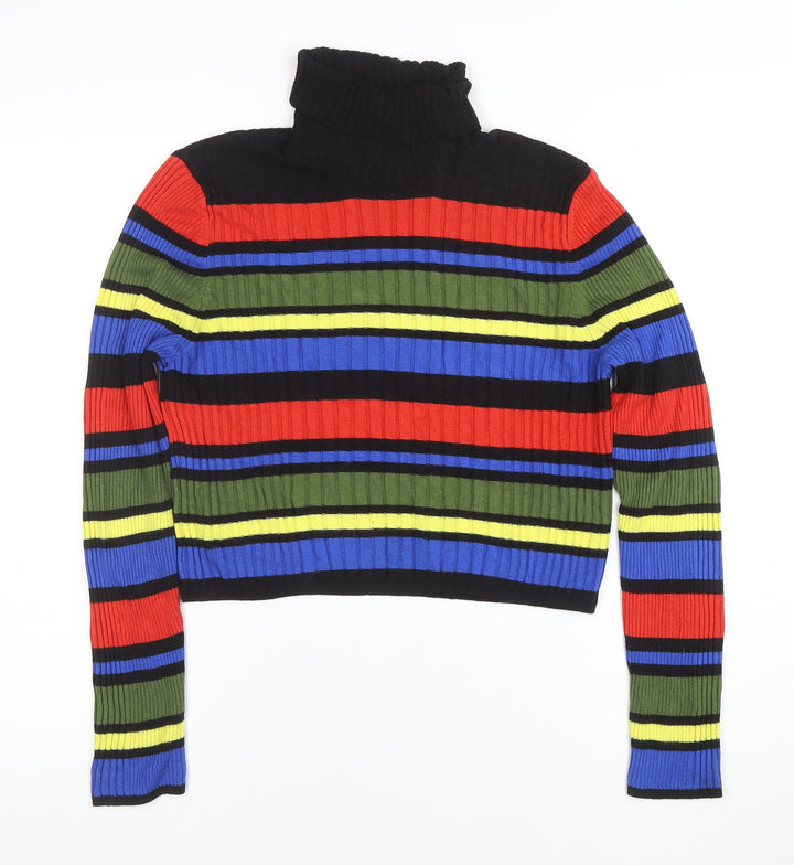 Cooperative Womens Multicoloured Striped Roll Neck Ribbed Jumper Size M