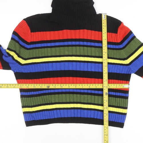 Cooperative Womens Multicoloured Striped Roll Neck Ribbed Jumper Size M