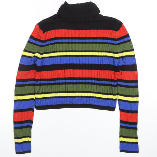Cooperative Womens Multicoloured Striped Roll Neck Ribbed Jumper Size M