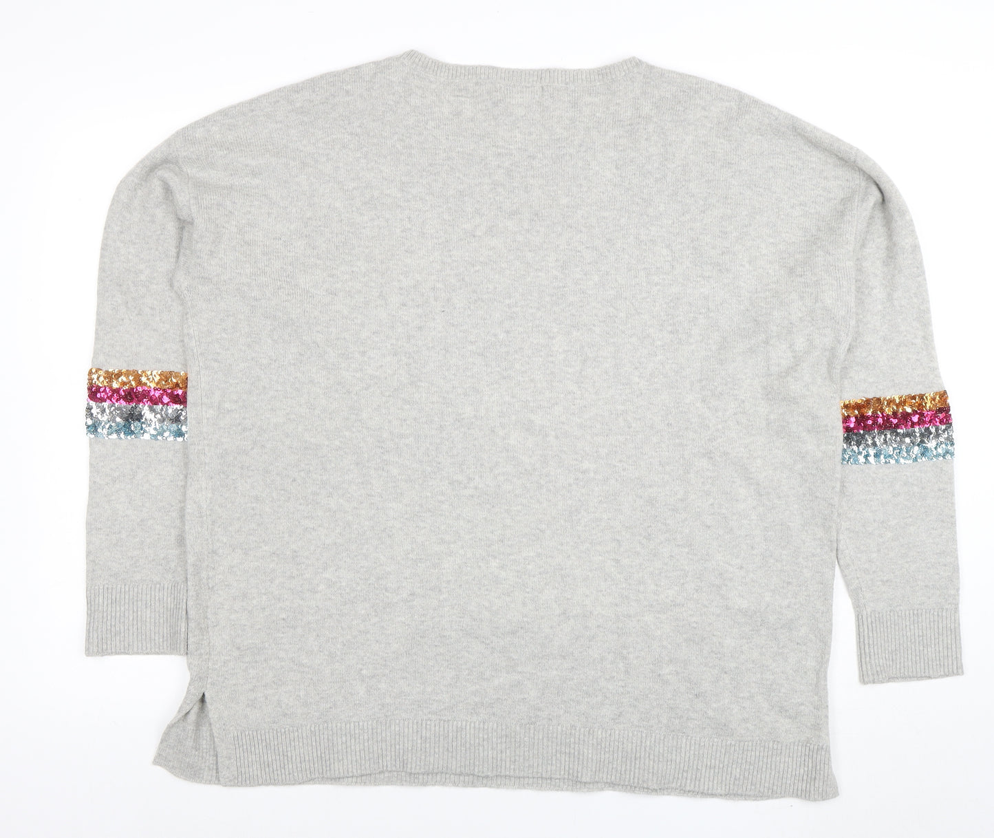Monsoon Womens Grey Sequin Star Wool Blend Crew Neck Jumper XL