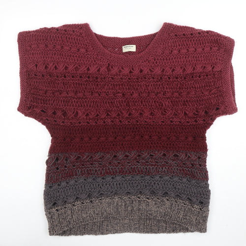 People Tree Women’s Multicoloured Wool Open-Knit Pullover Jumper L