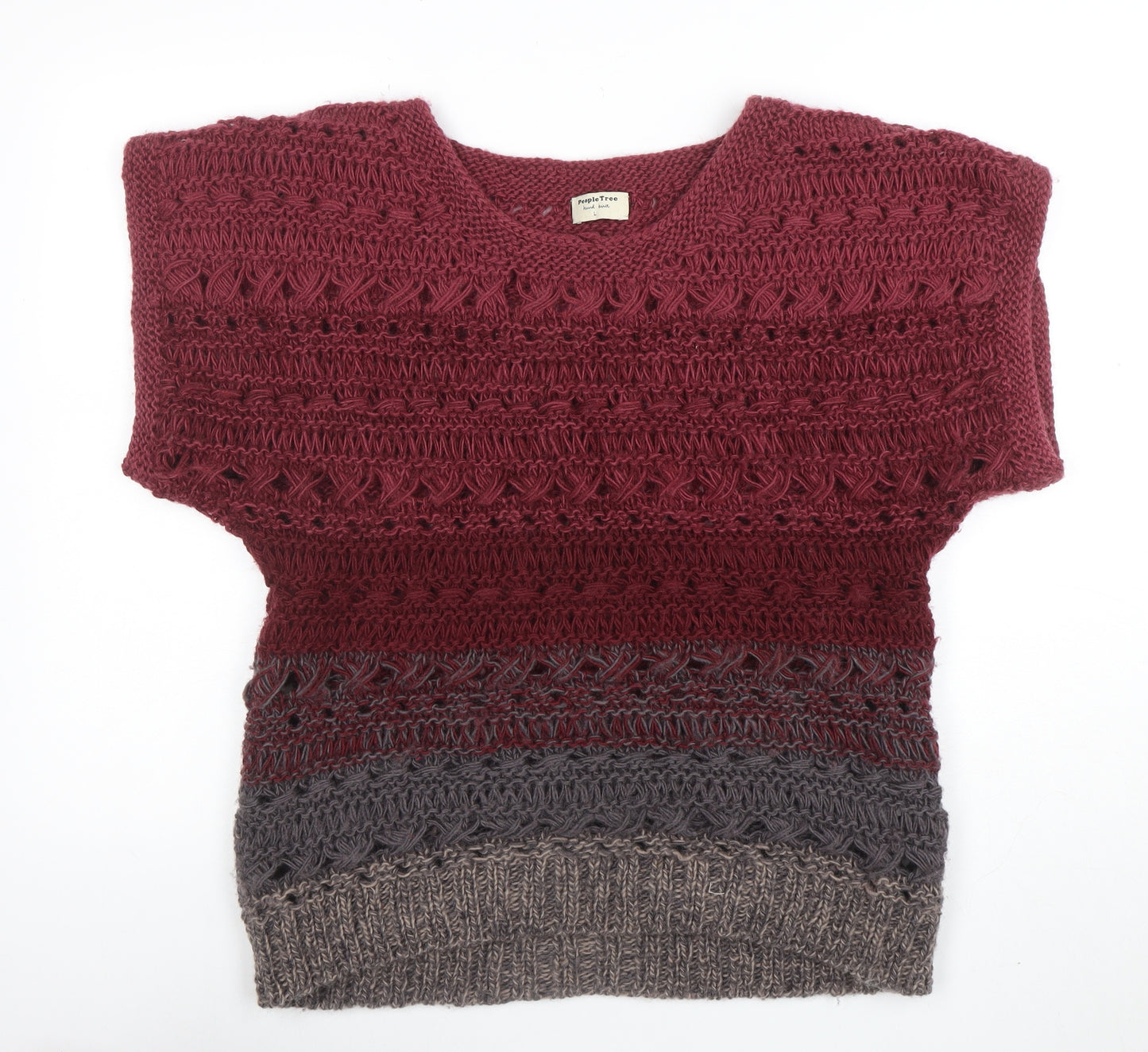 People Tree Women’s Multicoloured Wool Open-Knit Pullover Jumper L