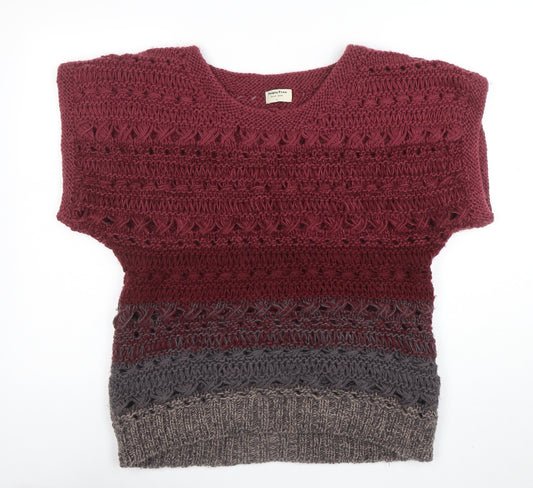 People Tree Women’s Multicoloured Wool Open-Knit Pullover Jumper L