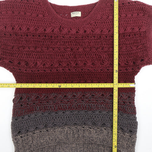 People Tree Women’s Multicoloured Wool Open-Knit Pullover Jumper L