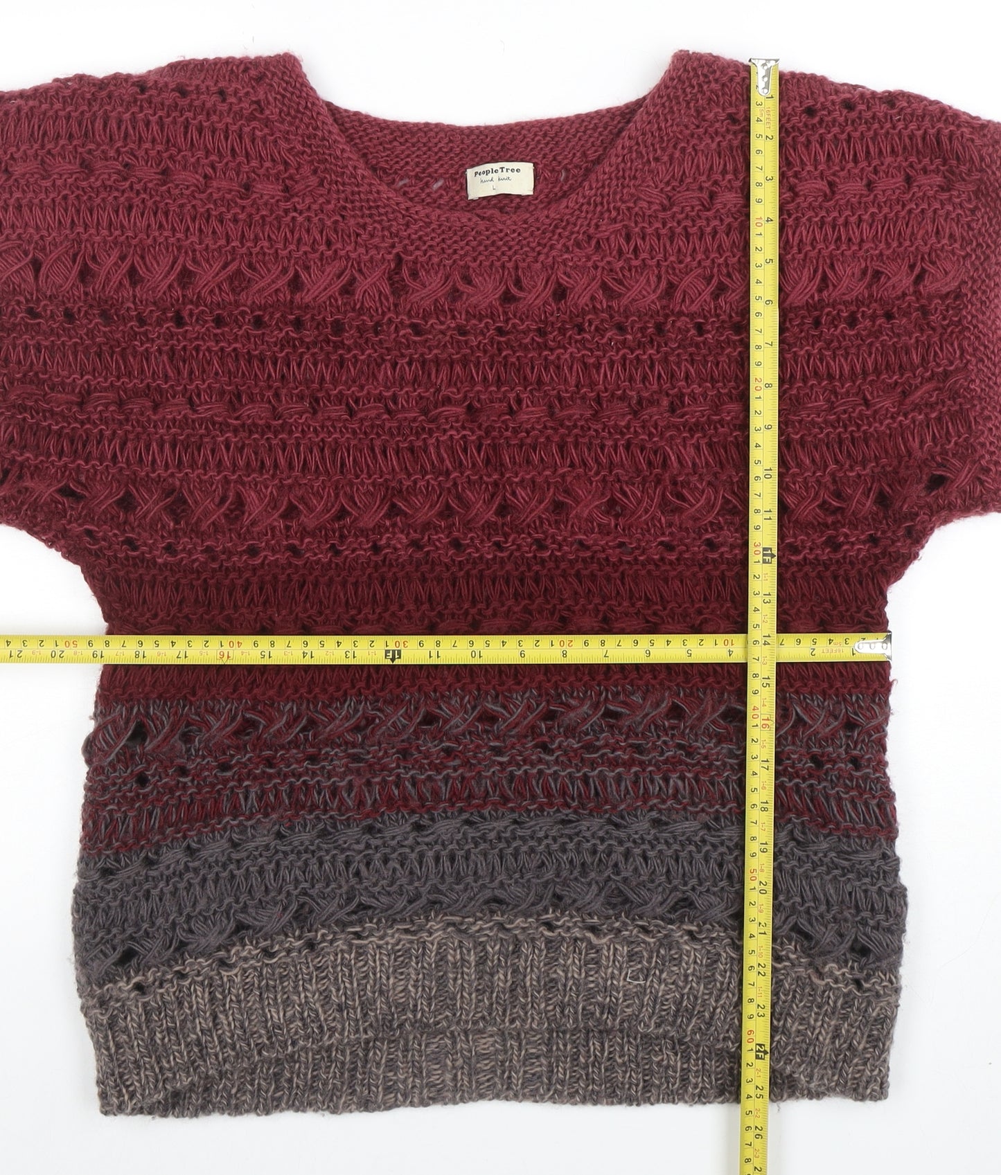 People Tree Women’s Multicoloured Wool Open-Knit Pullover Jumper L