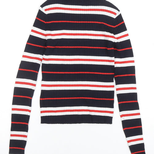 H&M Divided Women's Navy Striped Long Sleeve Ribbed T-Shirt XS