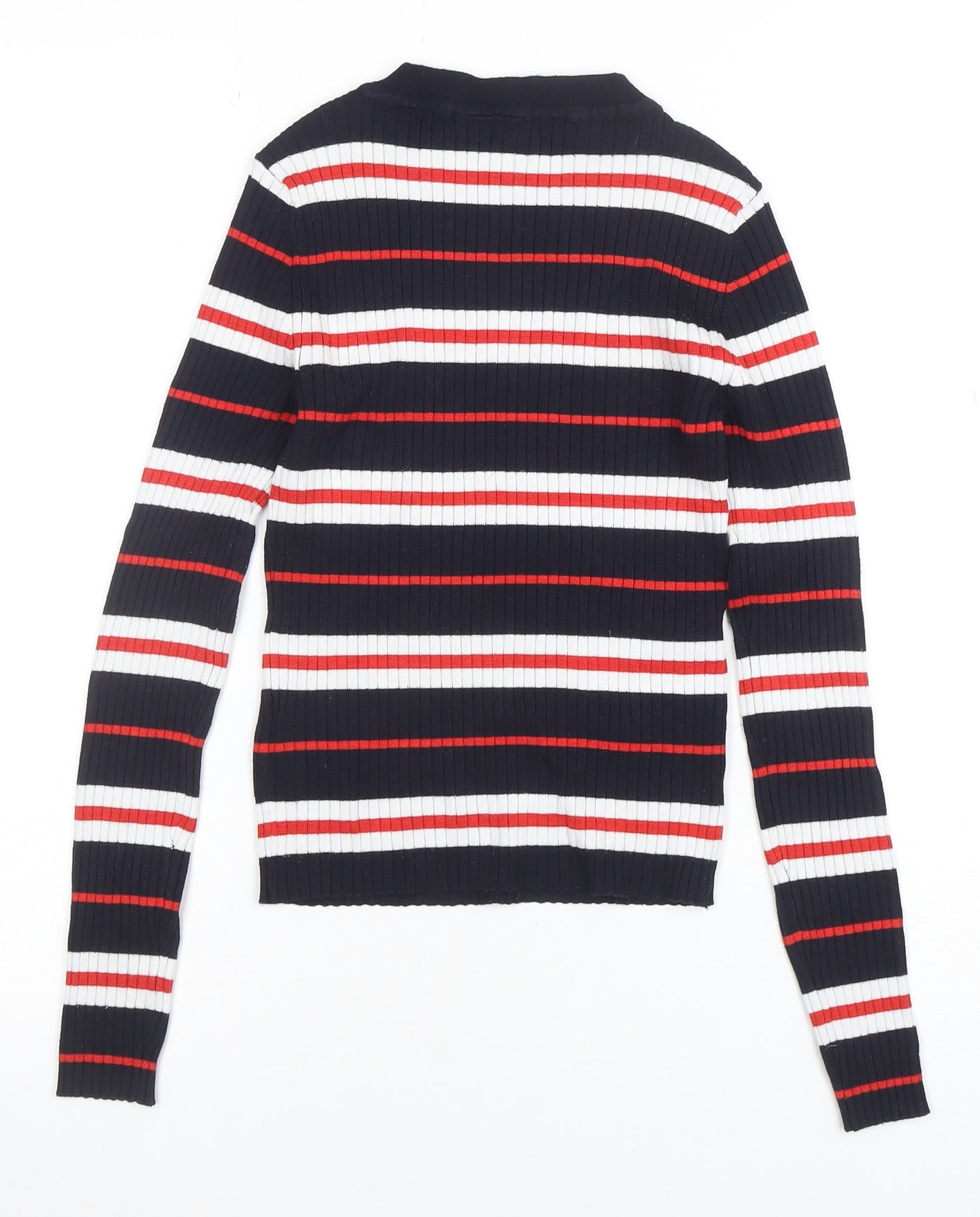 H&M Divided Women's Navy Striped Long Sleeve Ribbed T-Shirt XS