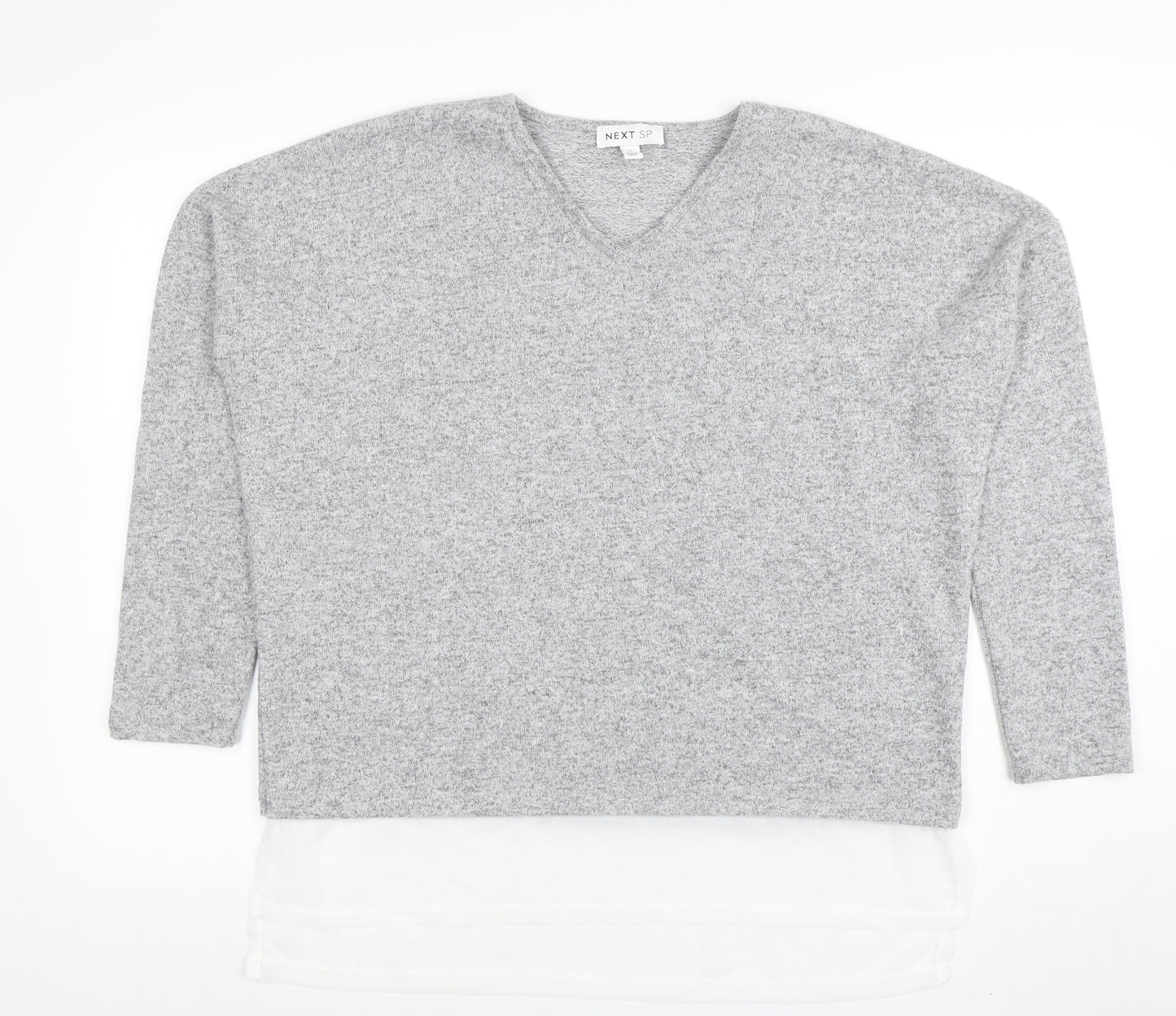 Next Women Grey V-Neck Knit Jumper Medium Regular Fit