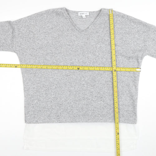 Next Women Grey V-Neck Knit Jumper Medium Regular Fit
