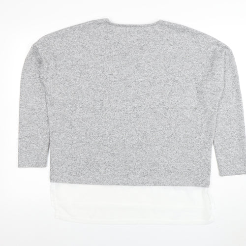 Next Women Grey V-Neck Knit Jumper Medium Regular Fit