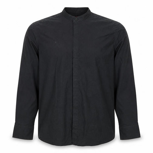 Frascati Men's Black 40 Regular Fit Band Collar Long Sleeve Dress Shirt