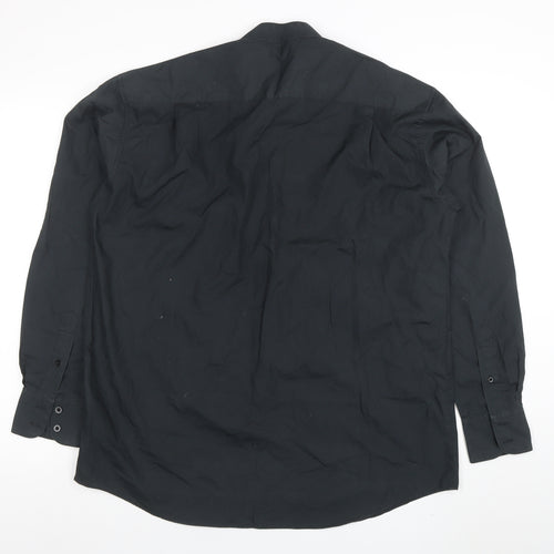 Frascati Men's Black 40 Regular Fit Band Collar Long Sleeve Dress Shirt