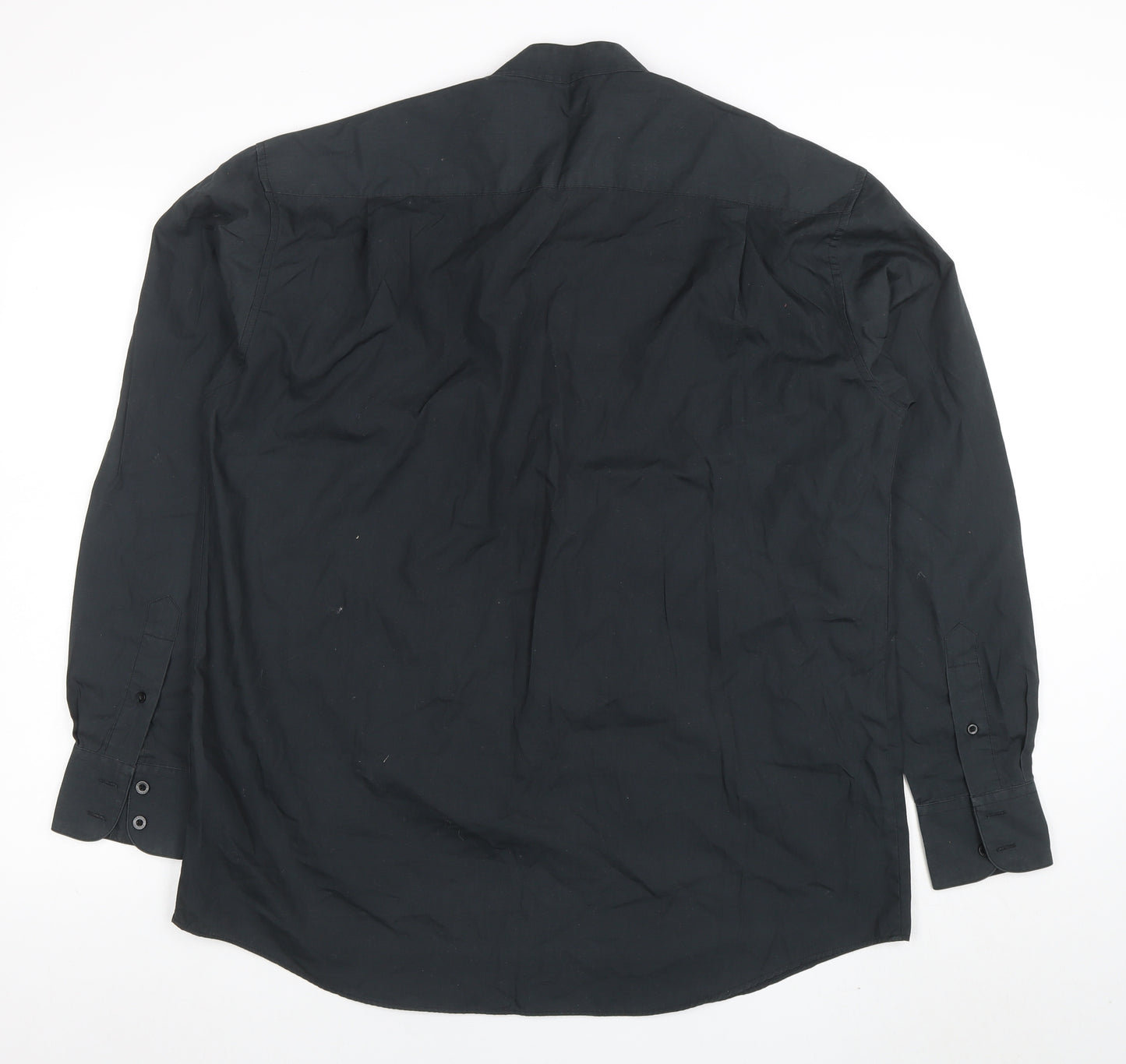 Frascati Men's Black 40 Regular Fit Band Collar Long Sleeve Dress Shirt