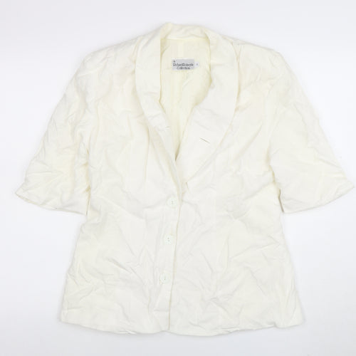 Richard Roberts Collection Womens Ivory Linen Blend Shawl Blazer Size 14