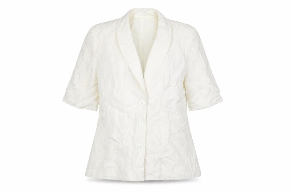 Richard Roberts Collection Womens Ivory Linen Blend Shawl Blazer Size 14